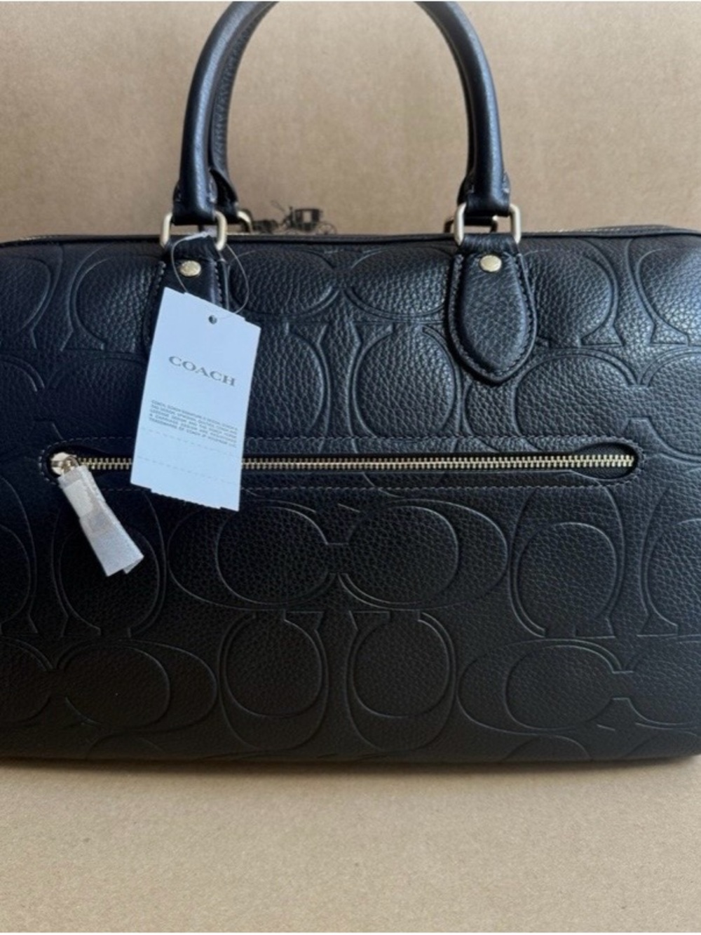 Coach Rowan Large Satchel Bag In Signature Leather CEW02 BLACK Gold NWT - Picture 2 of 7